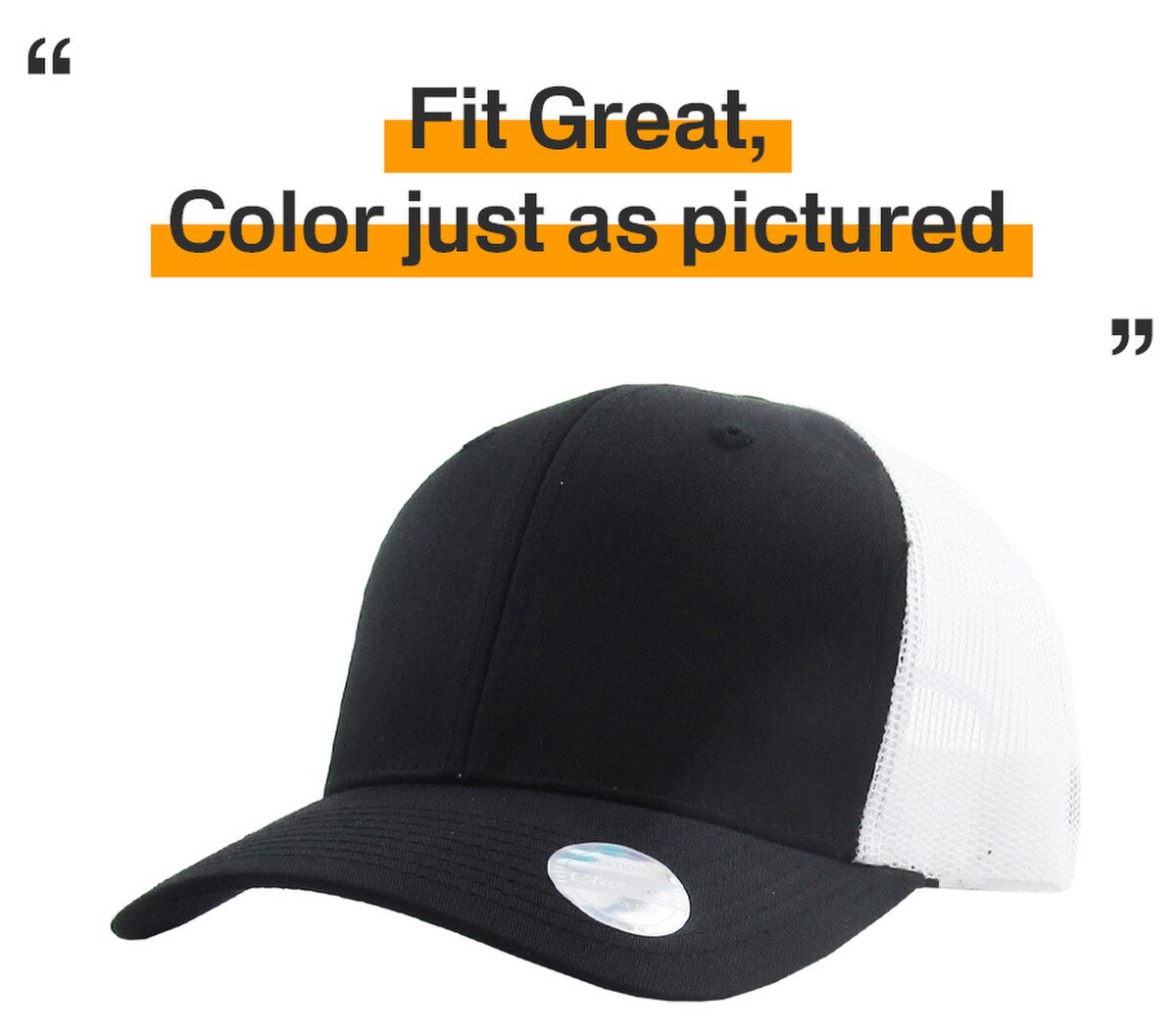 Black White Two Tone Classic 6 Panel Trucker Mesh Snapback Side View Fit Great